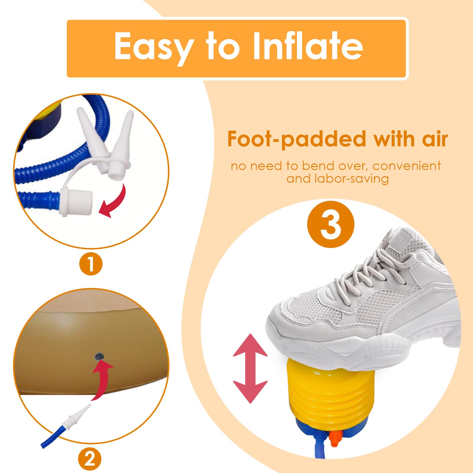 Sofá de Aire, Sillón Hinchable Portátil con Flocado, Tumbona Inflable con Reposapiés, Puf Exterior, Sillón de Piscina, Airlounge, para Camping, Hogar(Cúrcuma) | Sillón inflable