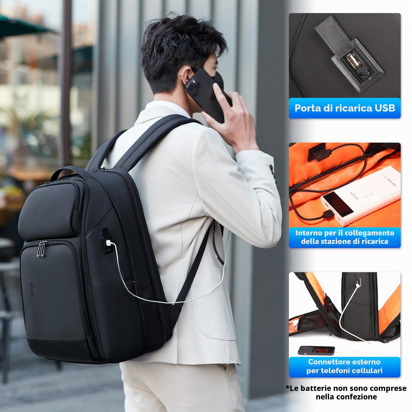 FENRUIEN Zaino espandibile per computer portatile zaino business zaino uomo borsa portatile 17 pollici per uomo e donna ragazza adolescente con scomparto per computer portatile porta di ricarica USB