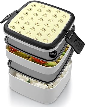 Pompompurin Bento Box, 2-Tier, Antibacterial, Bento Box, Large Capacity, Fluffy, Bento Box, Includes Spoon, For Women, Men, Children, Thermal Bento Box, Lunch Box