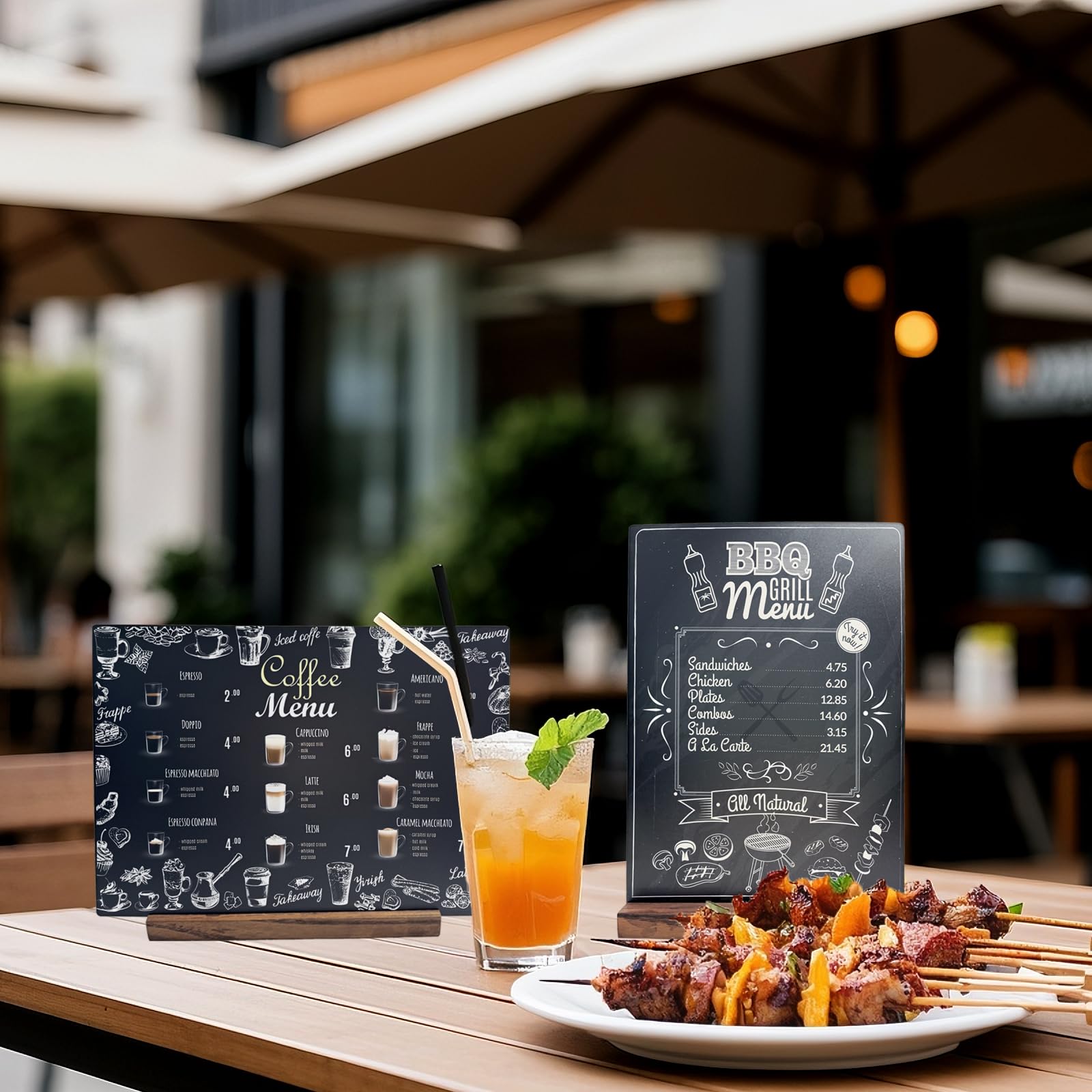 Hniuyun 3 Pack Tabletop Chalkboards, 8.3x11.6 Inch Double-Sided Menu Board with Wood Stand, Reusable Message Sign for Bars, Restaurants, Stores, and Cafes - Image 4