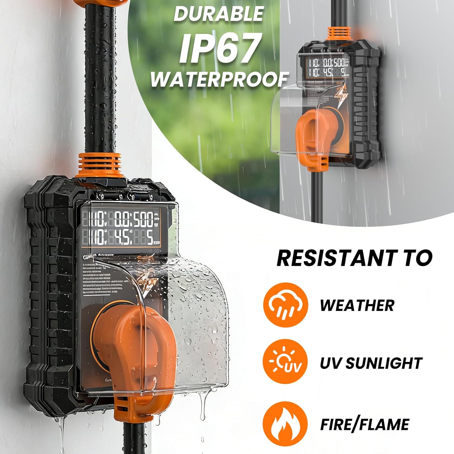 RV Surge Protector 50 Amp, 16000 Joules Surge Guard Protection with Waterproof Cover, Automatic Over/Under Voltage & Temperature Shutoff, 6 in 1 LED Display for Travel Trailers