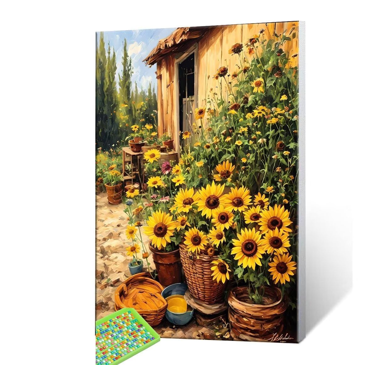 DIY Malarstwo diamentowe 5D, sztuka diamentowa, słonecznik, domek dla dorosłych, sztuka ze strasu, haft, artykuły rzemieślnicze, dla dzieci i dorosłych, idealna dekoracja ścienna, prezenty, 70 x 90