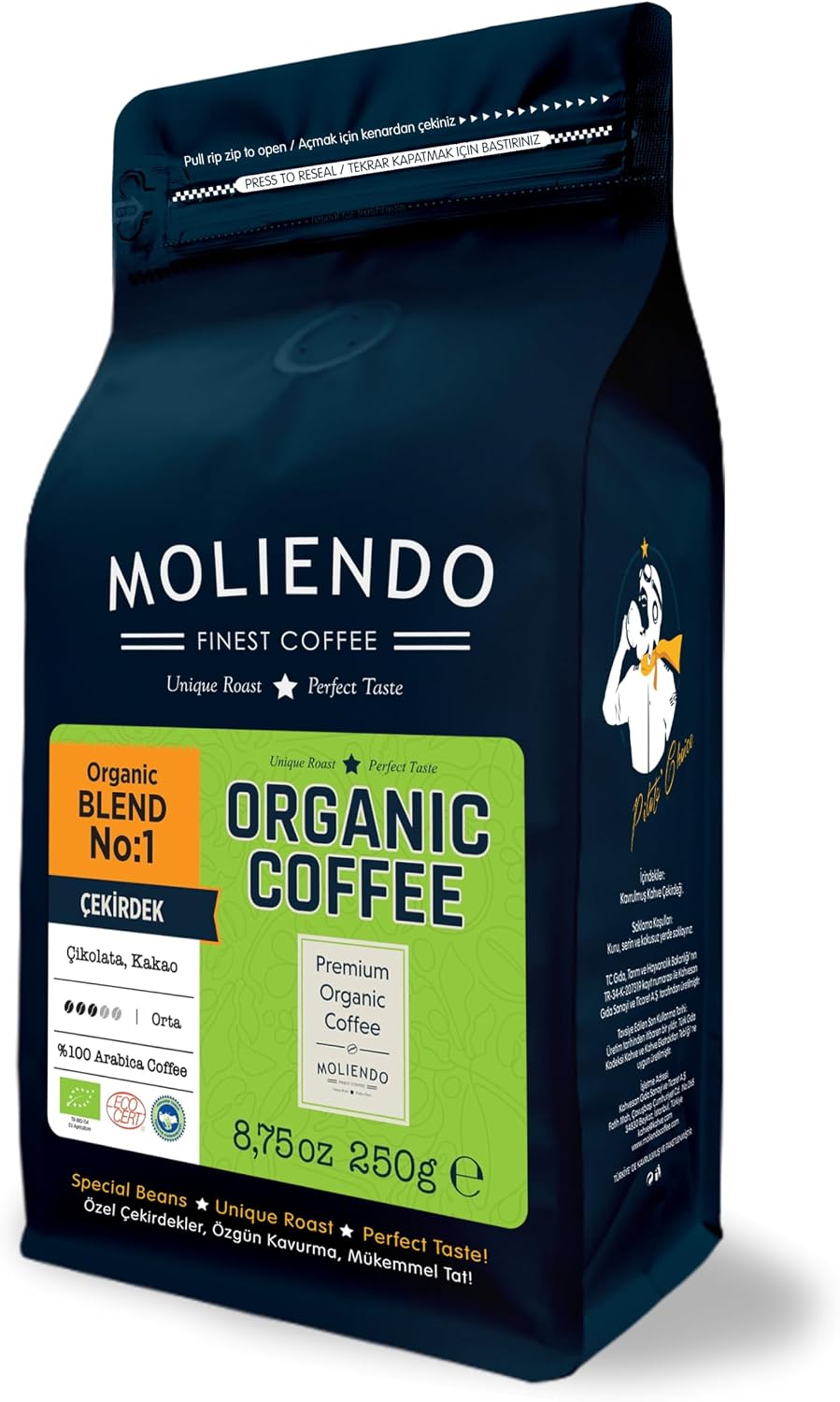 Moliendo Organic Blend No:1 Kahve (Çekirdek) 250 g