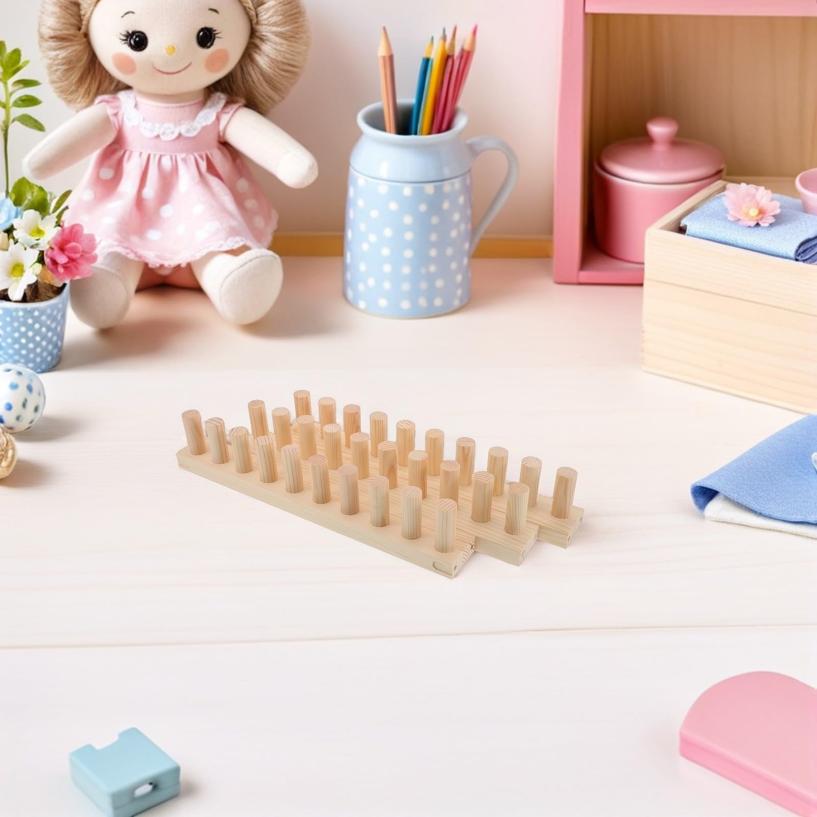 Métier à Tricoter en Bois Khaki pour Couverture et Écharpes, Outil Lisse et Confortable, Supporte Projets DIY, pour Débutants et Loisirs en Famille