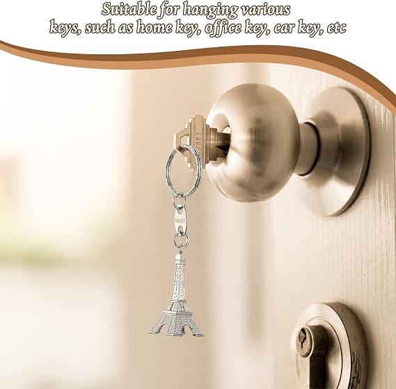 Fumete 80 Pieces Eiffel Tower Keyring Retro French Souvenirs Keychain for Table Decor Gifts