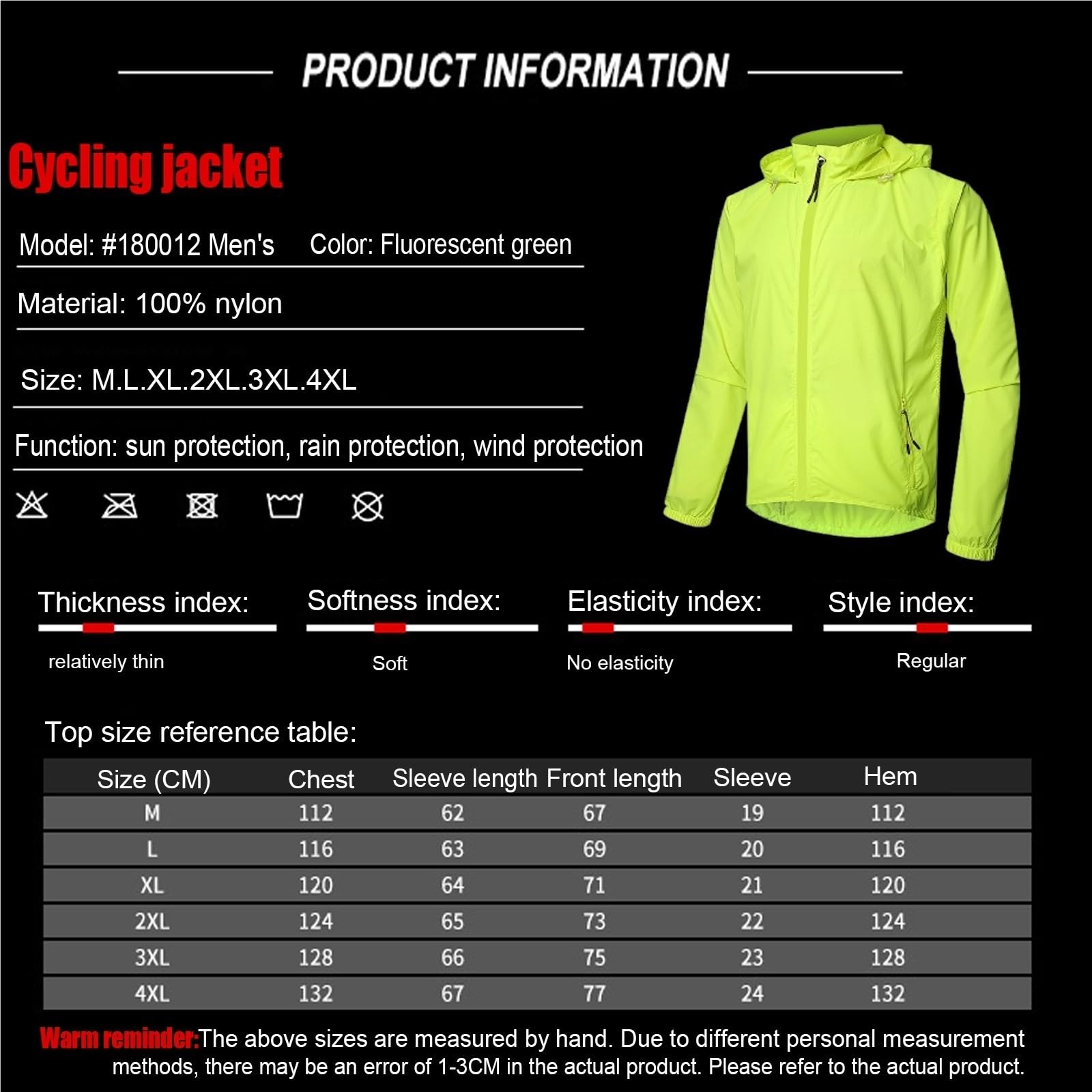 Chaqueta de ciclismo, chaquetas reflectantes impermeables y ligeras para hombres con capucha