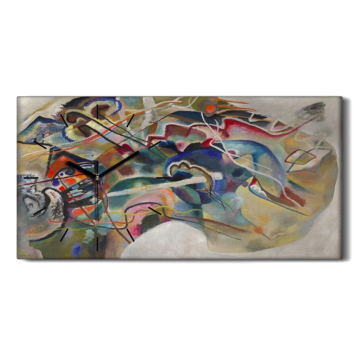 Horloge sur toile salon et chambre 60x30cm - Art mural moderne silencieux Coloray