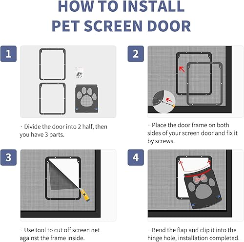 Miniatura 3 de PETLESO Puerta mosquitera para perro, puerta mosquitera para mascotas, puerta con cerradura para perros, fácil de instalar, puerta para mascotas