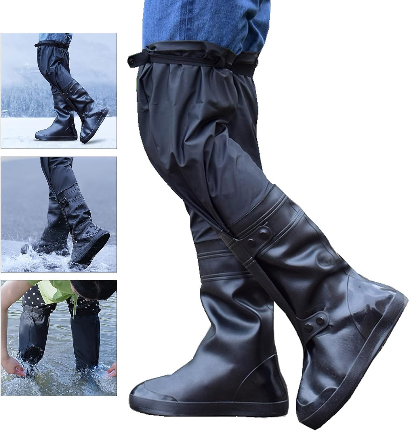 NILoykg& Cuissardes de pêche pour homme et femme avec bottes en PVC/au-dessus du genou, pantalon de pêche antidérapant et résistant à l'usure pour la recherche en plein air l'escalade, la pêche, la