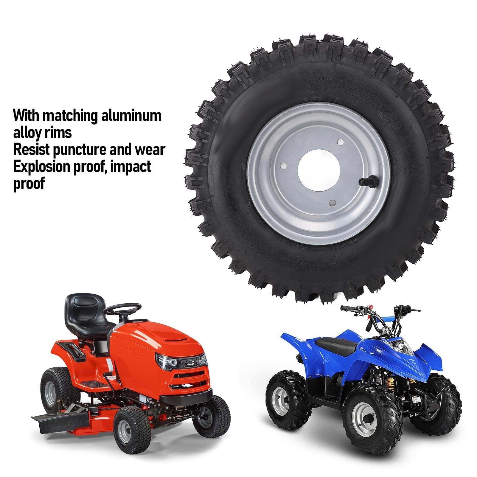 Luocute 6-calowe, 13x4,1-6 ATV Quad Off Road Go Kart Cosch z Aluminium Stopu Bezkresowe Opony Próżniowe i Felgi, Opony Gumowe Przeciw Wybuchom