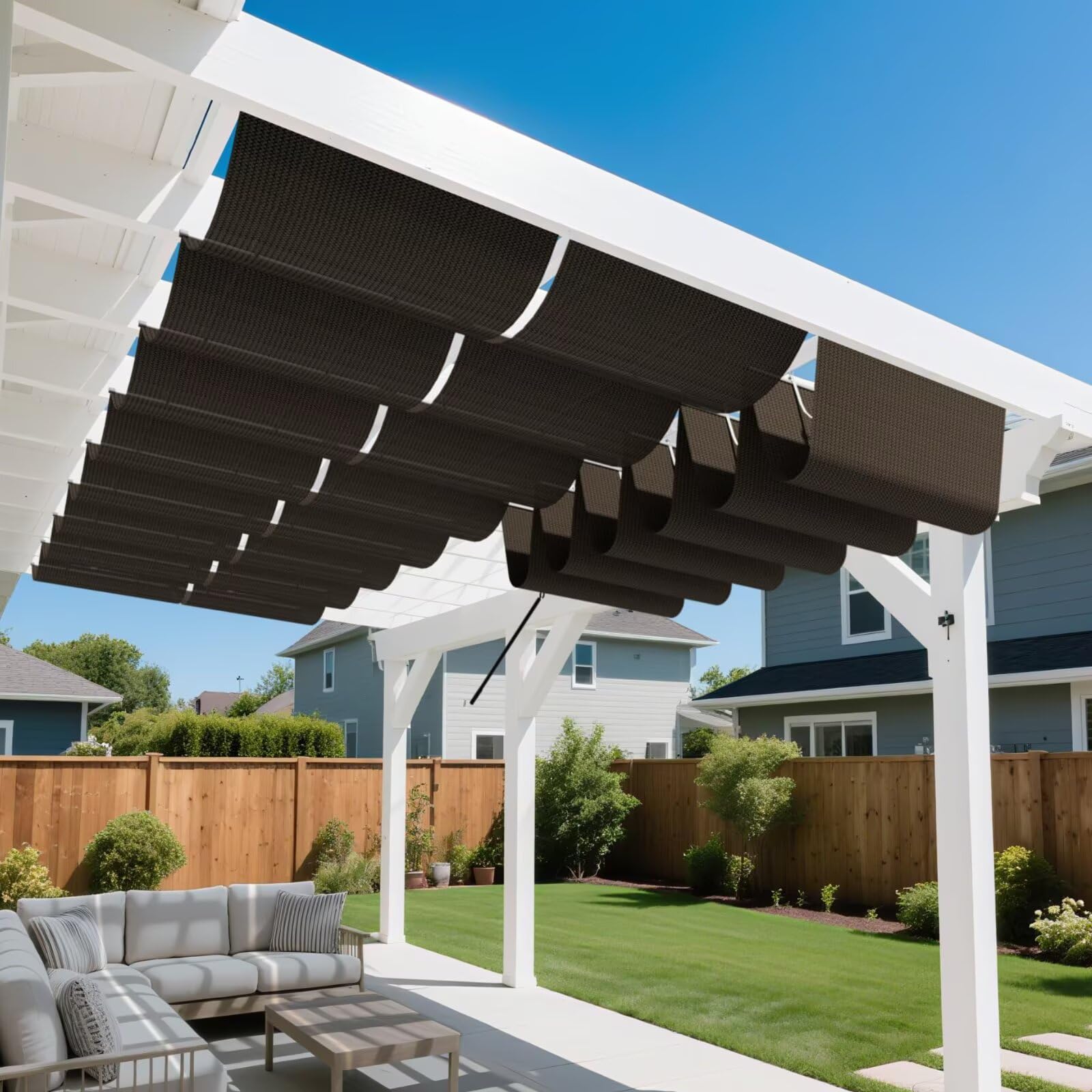 GJZQDKX Retractable Sun Shade Sail, & Sturdy Outdoor Canopy with Mounting Kit for Garden, Patio, Backyard (300cm x 600cm, Black)