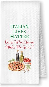 Funny Italian Cooking Kitchen Towels, Gifts for Cooking Lovers Women Dish Tea Towels, Italian Lives Matter Decorative Hand Towel for Kitchen Dining Room, 16x24 Inch