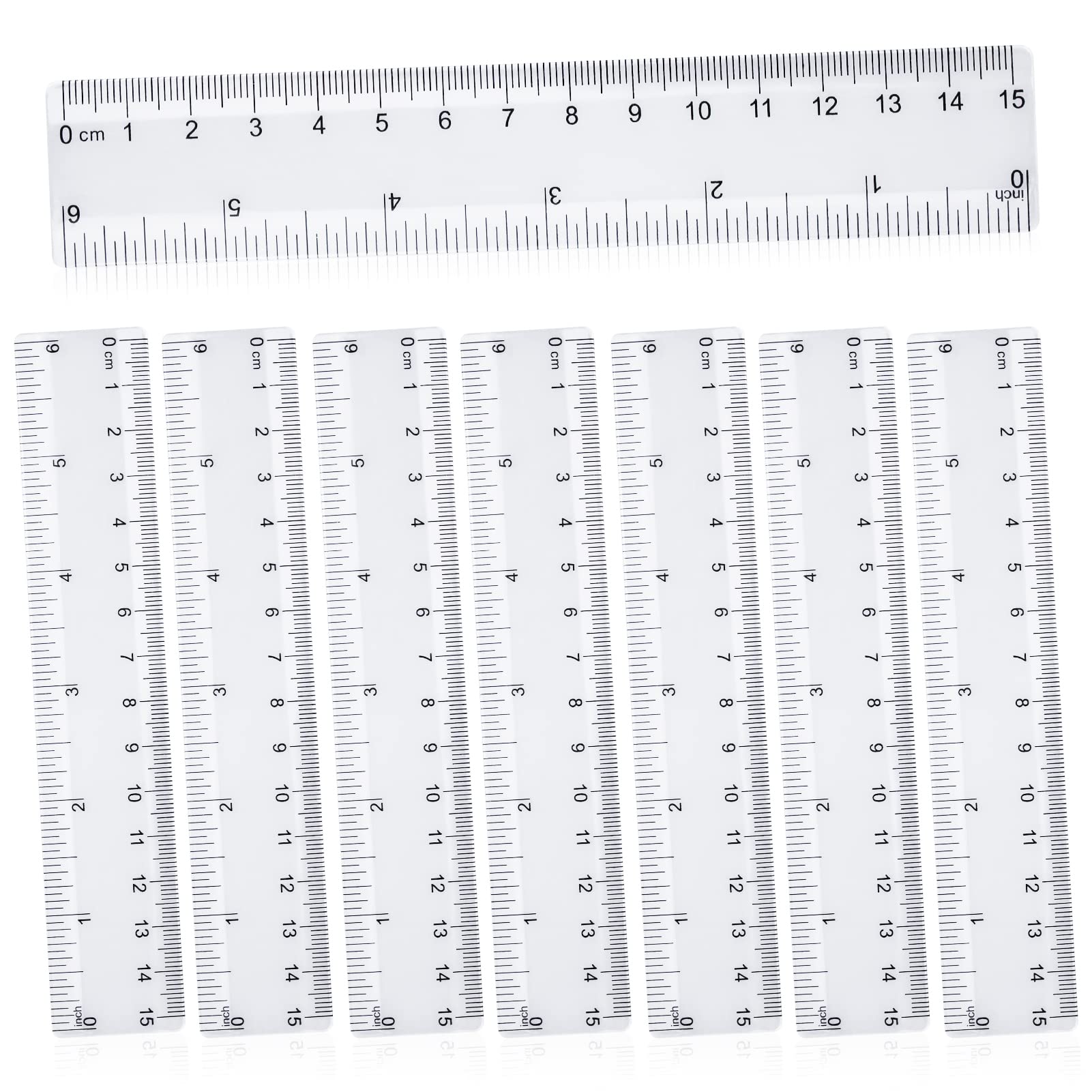 Lamxd Clear 8 Pack 15Cm Ruler, Plastic Shatterproof Rulers For School