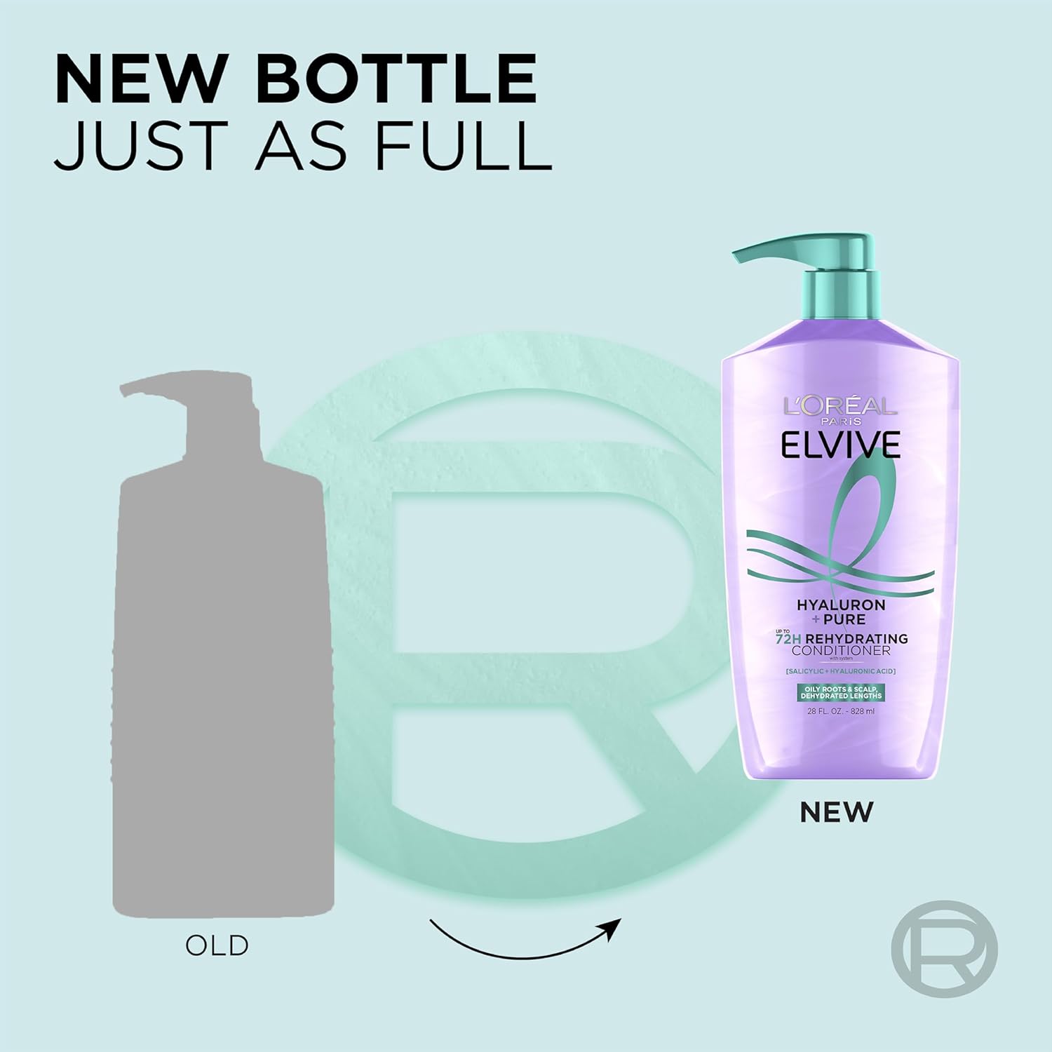 L'Oreal Paris Elvive Hyaluron + Pure 72H Rehydrating Conditioner for Oily Hair, Hair Conditioner with Salicylic and Hyaluronic Acid, 28 Fl Oz