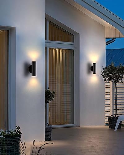 Miniatura 4 de Luces negras arriba y abajo, cilindro para exteriores, iluminación de pared moderna para exteriores, lámpara de acero inoxidable, luz exterior