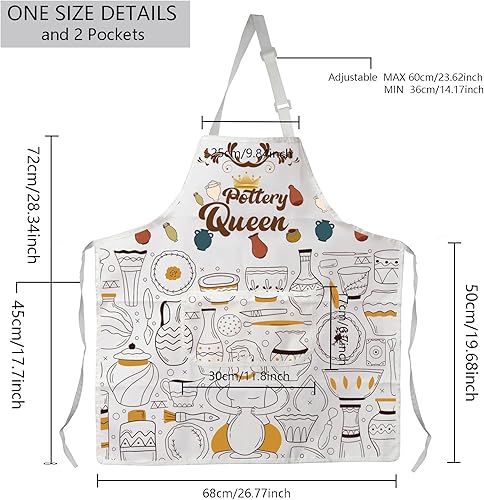 Miniatura 2 de MBMSO Delantal de artista de cerámica con bolsillos, delantal de cerámica de reina, delantal de cerámica para artistas de cerámica, regalo para