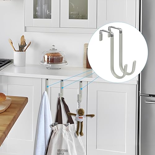 Miniatura 7 de FYY Ganchos para colgar sobre la puerta, paquete de 4 ganchos de goma para evitar arañazos, ganchos organizadores resistentes para sala de estar,