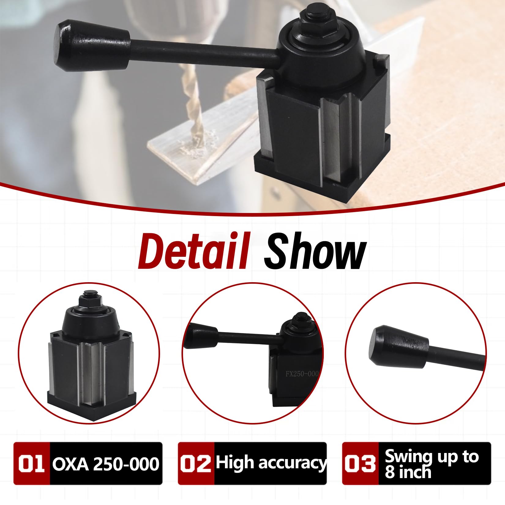 Wedge Type Quick Change Tool Post Set Mini Lathe Steel Material Parts Black AU E - Foto 11