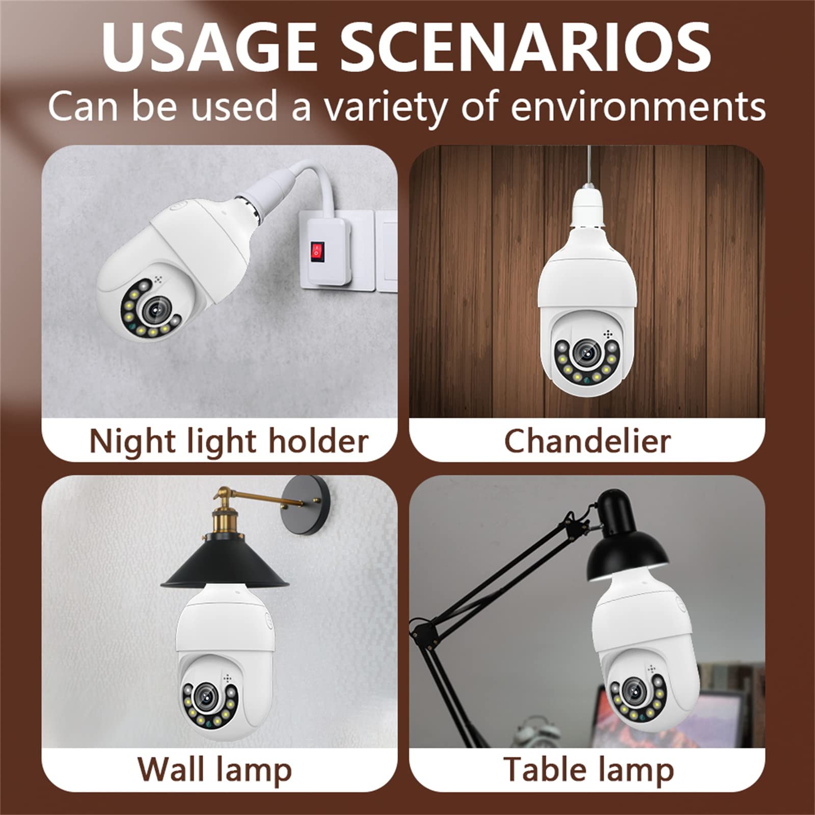Cámaras De Seguridad Con Bombilla De 4MP Inalámbricas Para Exteriores, Cámara De Vigilancia Wifi PTZ Con Conector De Bombilla E27, Audio Bidireccional, Visión Nocturna,Add 32g card