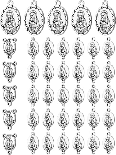 40 piezas de coronilla de rosario de siete penas, pieza central de mesa de Nuestra Señora Jesús, colgante de medalla espaciadora para bricolaje,