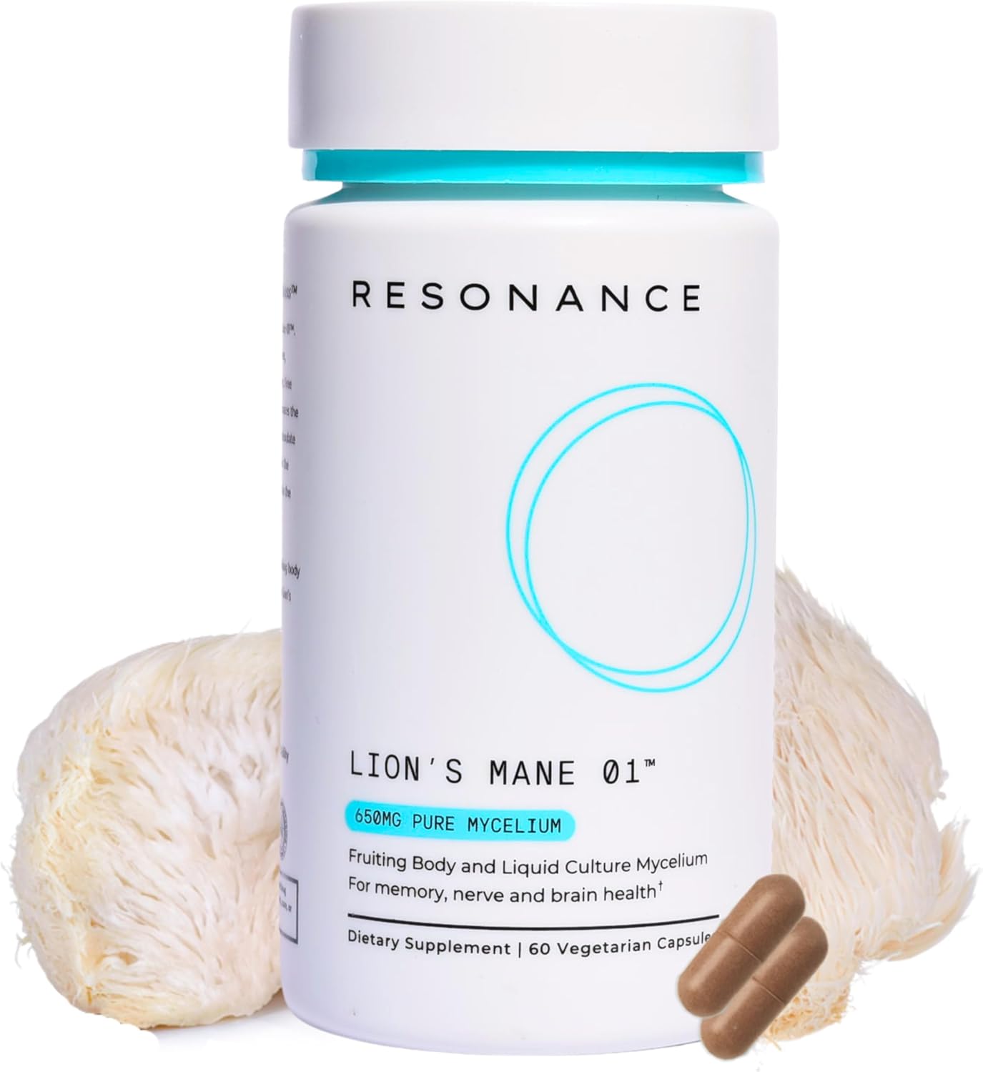 Lions Mane 01™ - Premium Organic Lion's Mane Mushroom Supplement | Fruiting Body Extract & Pure Mycelium | Liquid Culture Mycelium with Erinacine A | Focus, Nerve & Brain Health| Non-GMO - 60 Capsules