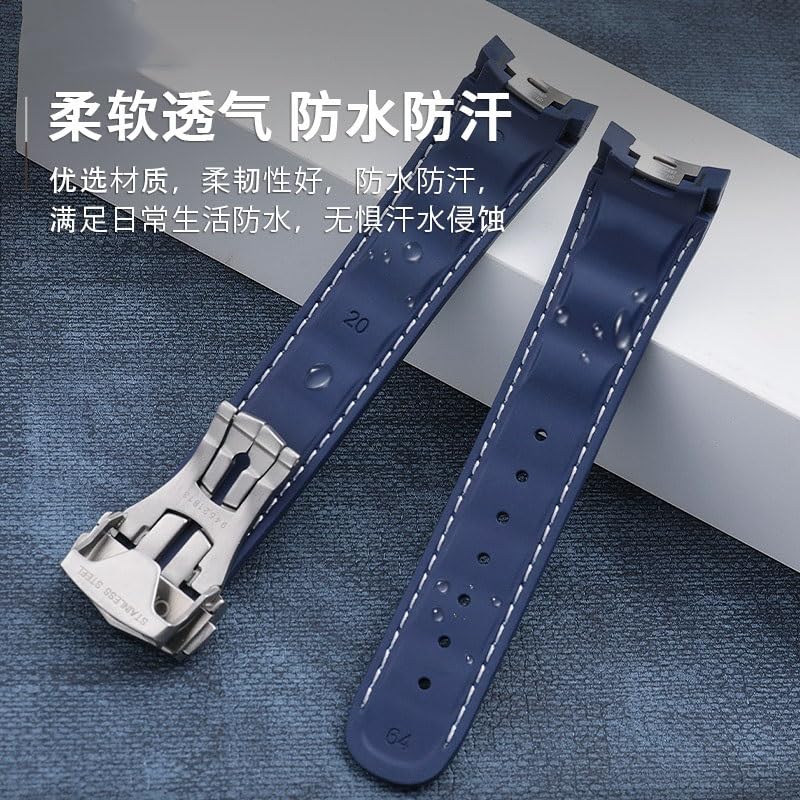 Bracelet caoutchouc fluoré Omega Seamaster Captain Gold Pointer 19mm - 3