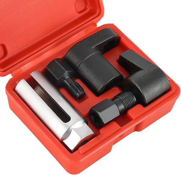 DASBET O2センサーソケット 5点セット酸素センサー脱着工具 自動車用 オフセットレンチ・スレッドチェイサー付き O2センサー/バキュームスイッチ対応 (赤) - 1