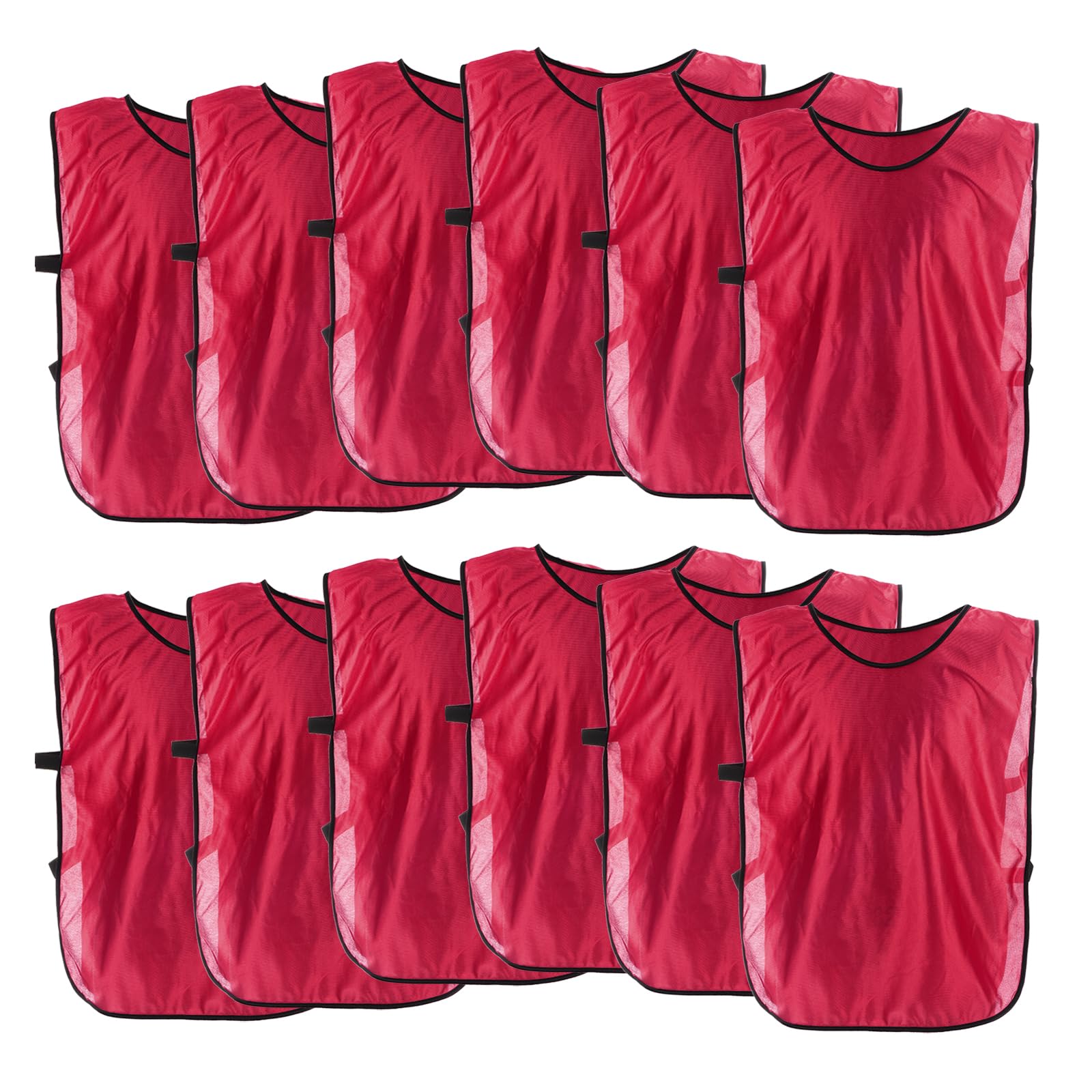 QUARKZMAN Gilet Di Allenamento 27 x 18 Pollici Maglia Allenamento Squadra Calcio Per Adulti adolescente Adolescente Basket Football (Rosso, Confezione Da 12)