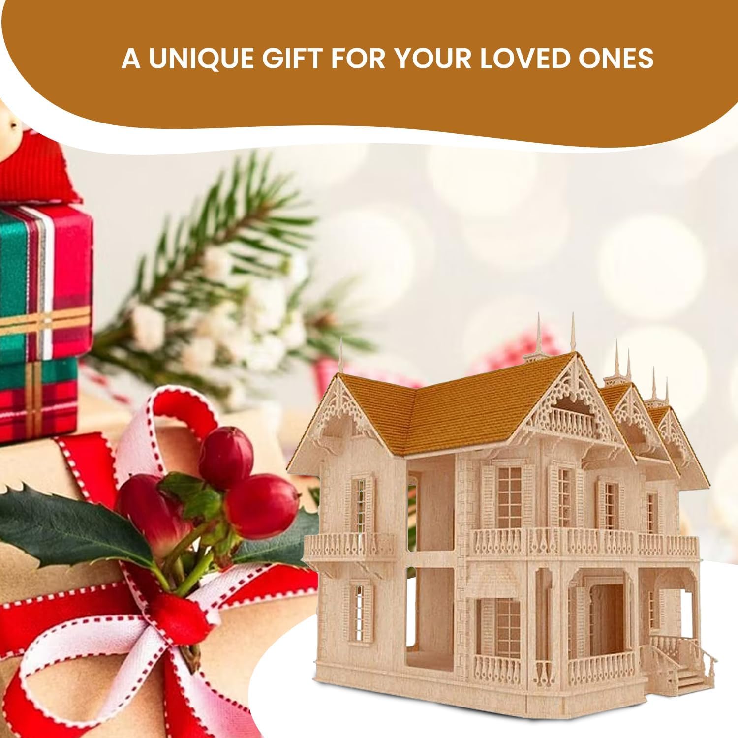 Birds Wood Shack The Victorian Gothic Mansion – Lightweight & Durable Model Kit - Available in 1:24 Scale - Challenging Puzzle Wooden Doll House | Made with Baltic Birch Wood