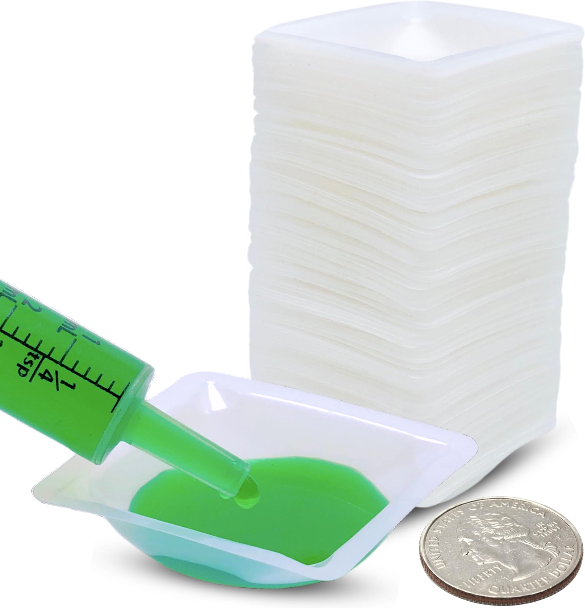 Pure Ponta Weigh Boats Small | 125 Pack 7ml Weighing Dishes - Measure Powders & Liquids with Easy Pour Design | (1.61 x 1.61 x 0.31 in.) Disposable Square Polystyrene Lab Dish Scale Tray