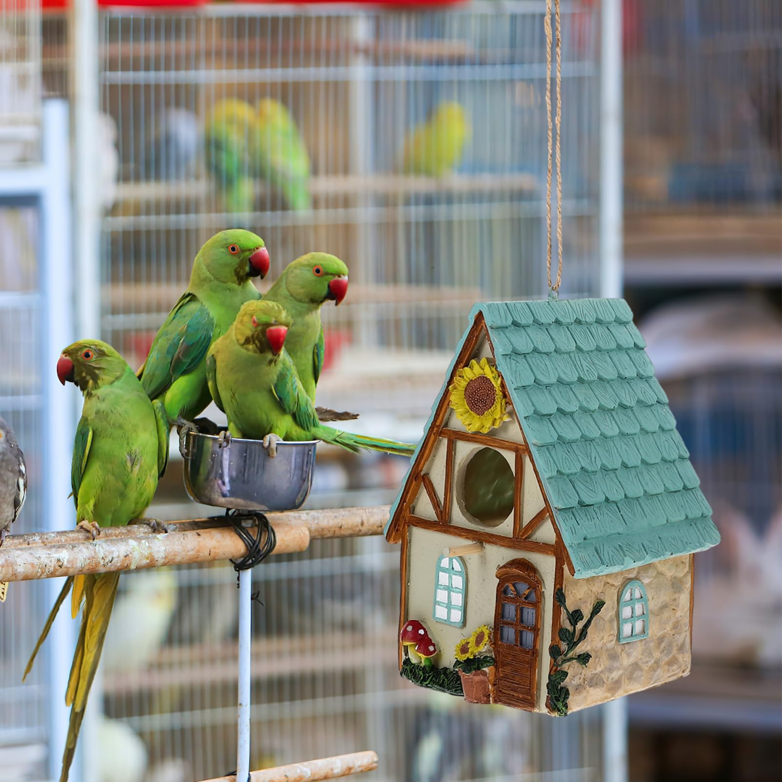 POPETPOP Nido de Pájaro Decorativo de Resina para Jardín Casa para Pájaros Nido para Loros Nido para Cría de Pájaros para Exteriores