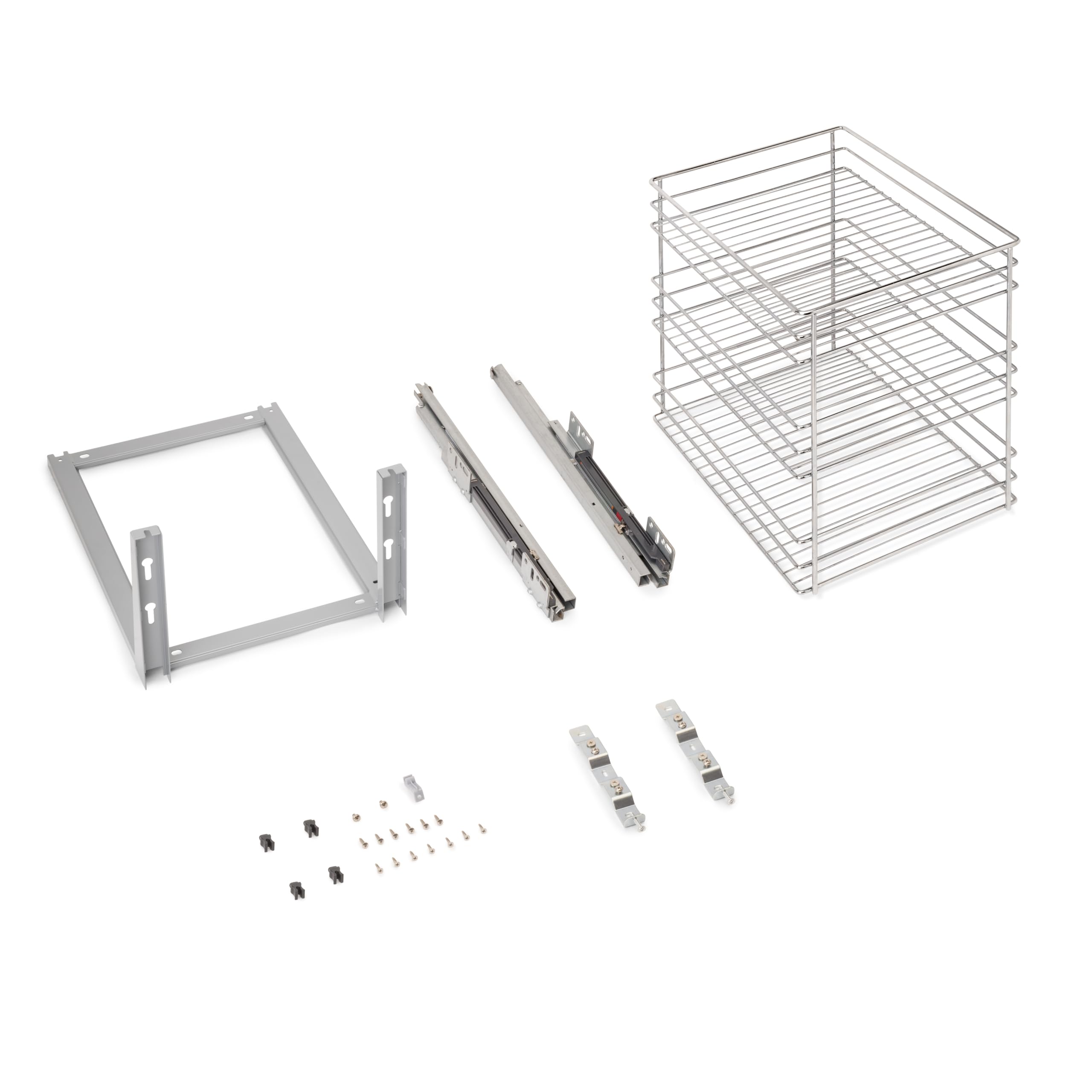 Emuca - Chariot Coulissant Supra, Fixation inférieure, Fermeture amortie, pour modules de Cuisine de 400mm, Acier, chromé