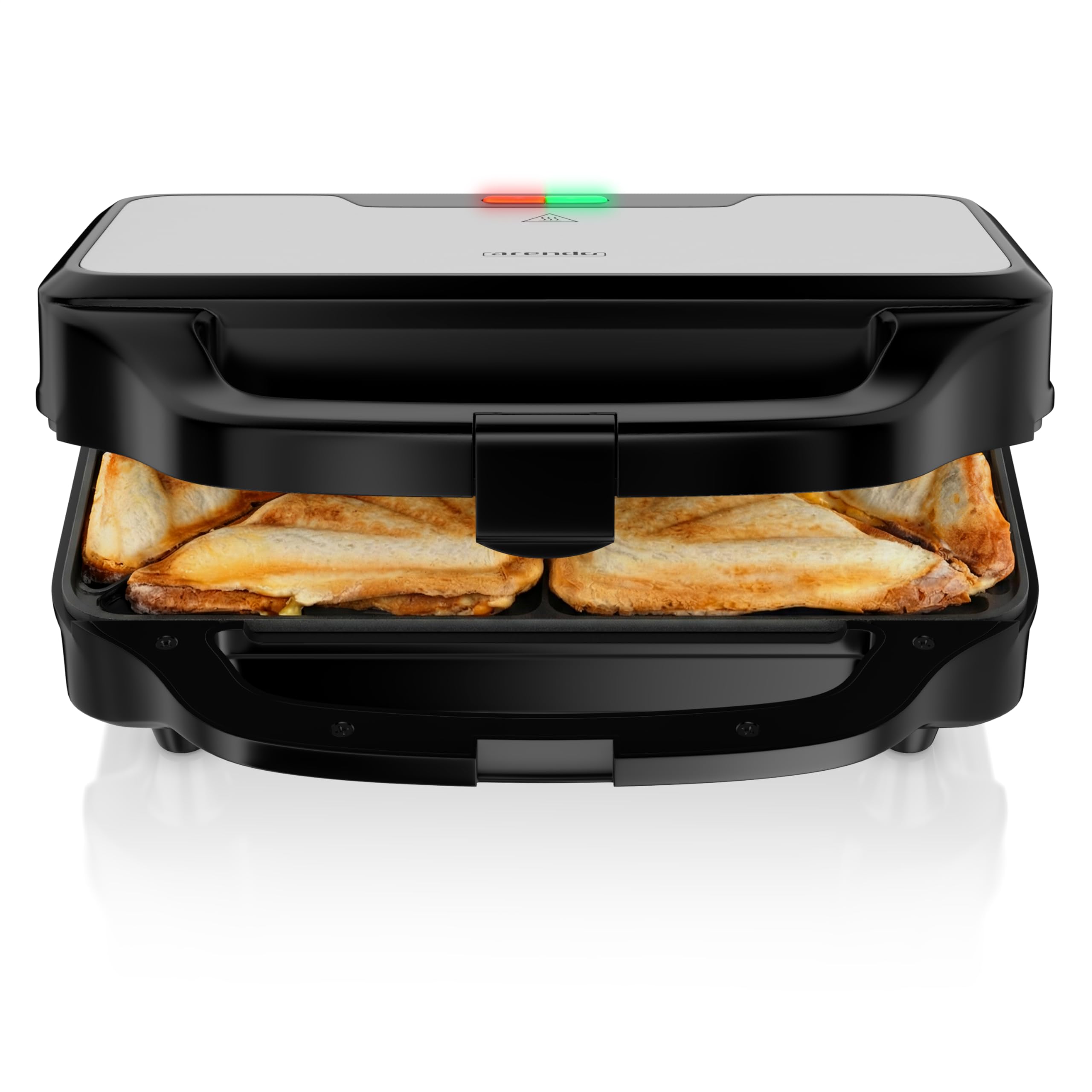Arendo - Sandwichmaker mit Antihaftbeschichtung – 900 W - automatische Temperaturregelung – Sicherheitsverriegelung - Sandwich Maker - Sandwichtoaster für Sandwiches, Toast, warme Snacks