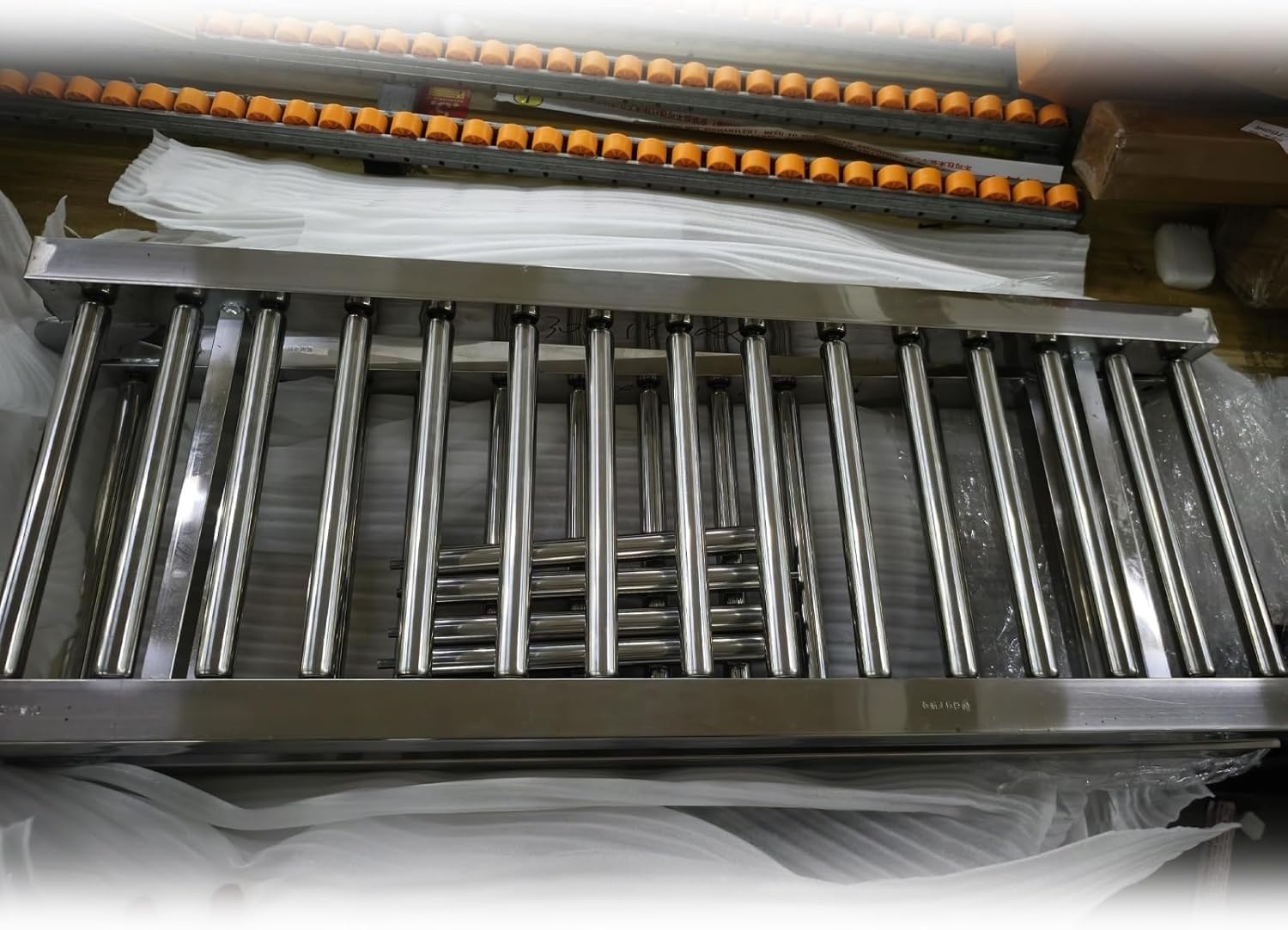 Conveyor Roller Portable Stainless Steel Rail Ramp for Werehouse Unload, Unpowered Roller Slide ﻿(W 60cm(24 In),3m/9.8ft)