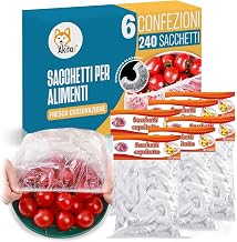 Akitaink 240 Transparent Food Bags with Elastic | Fresh and Multius Storage, Food Cover Bags, Food Covers with Elastic for Keeping Food Fresh Vegetables