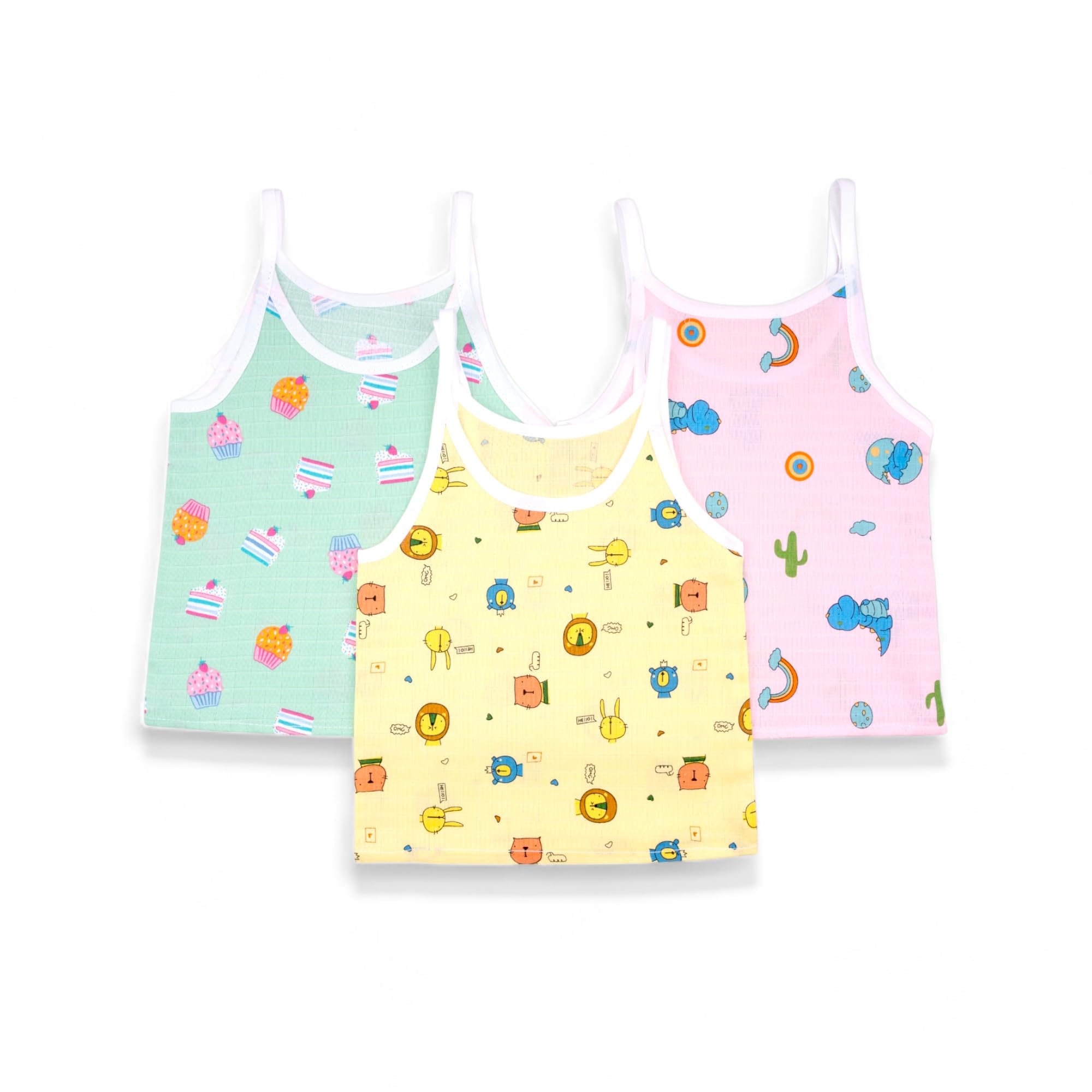New Born Baby Cotton Muslin Knot Type Jabla Set | Sleeveless Vest | Baby Products | Assorted Print | Pack of 5 (0-3month)-image-5
