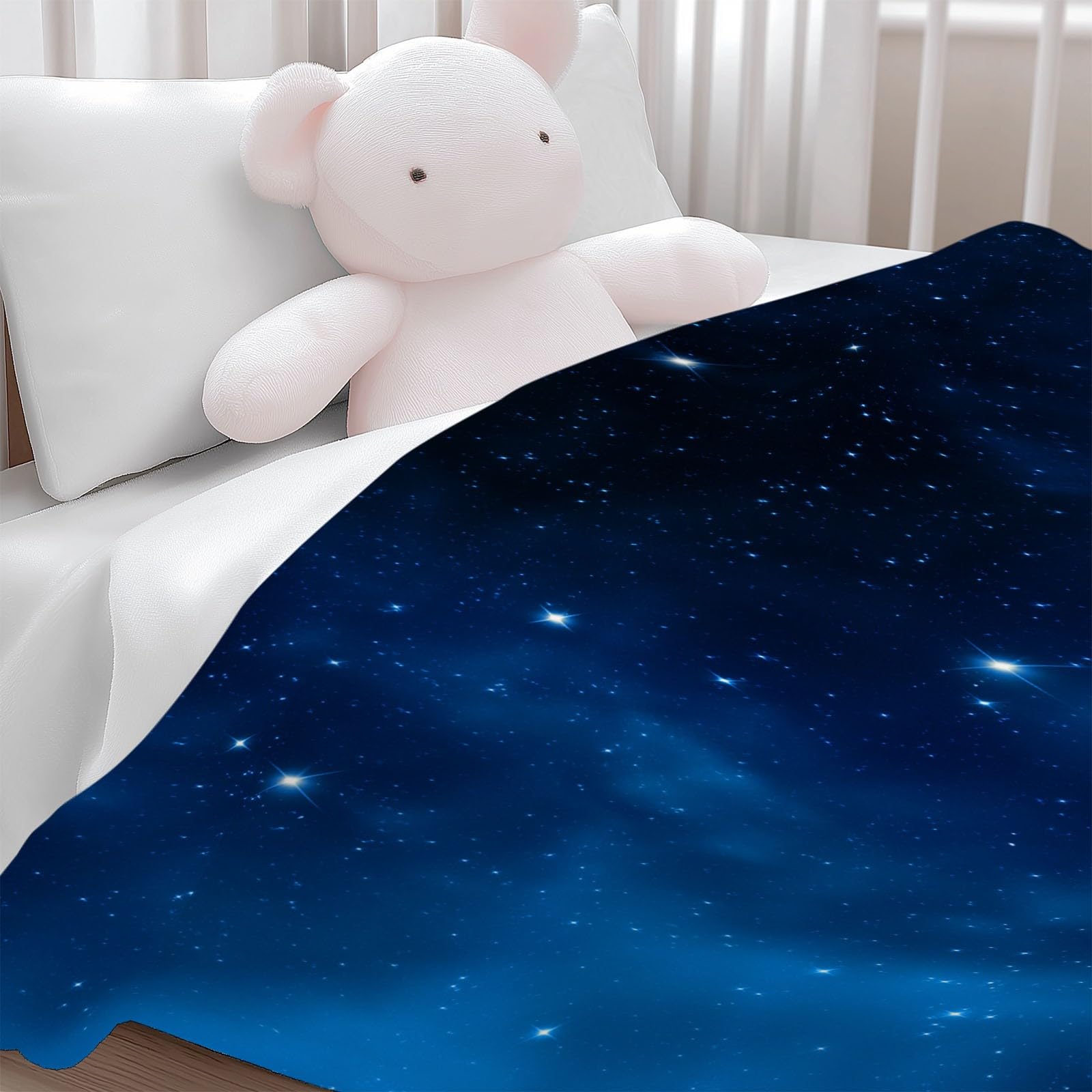 Genérico Polarowy koc flanelowy dla dzieci i dorosłych 200 x 200 cm, koce na sofę nadruk nocnego nieba gwiazdy tajemnicze - ciemnoniebieski koc miękki ciepły oddychający lekki