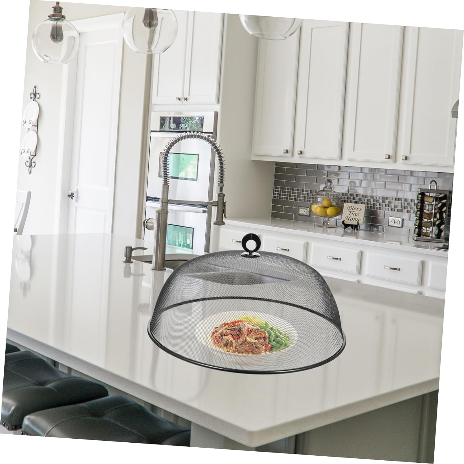 PRETYZOOM Iron Mesh Food Cover Multi-Functional Outdoor Table Protector Collapsible Design for Picnics BBQs and Kitchen Use