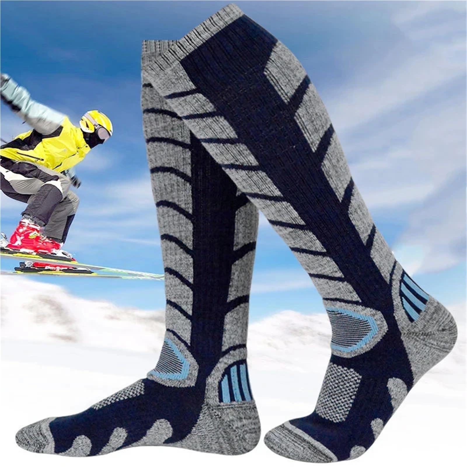 Calzini termici da sci for uomo e donna, lunghi caldi, for sport all'aria aperta, snowboard, indossare in inverno Per Tempo Freddo, Neve, Sci, Snowboard