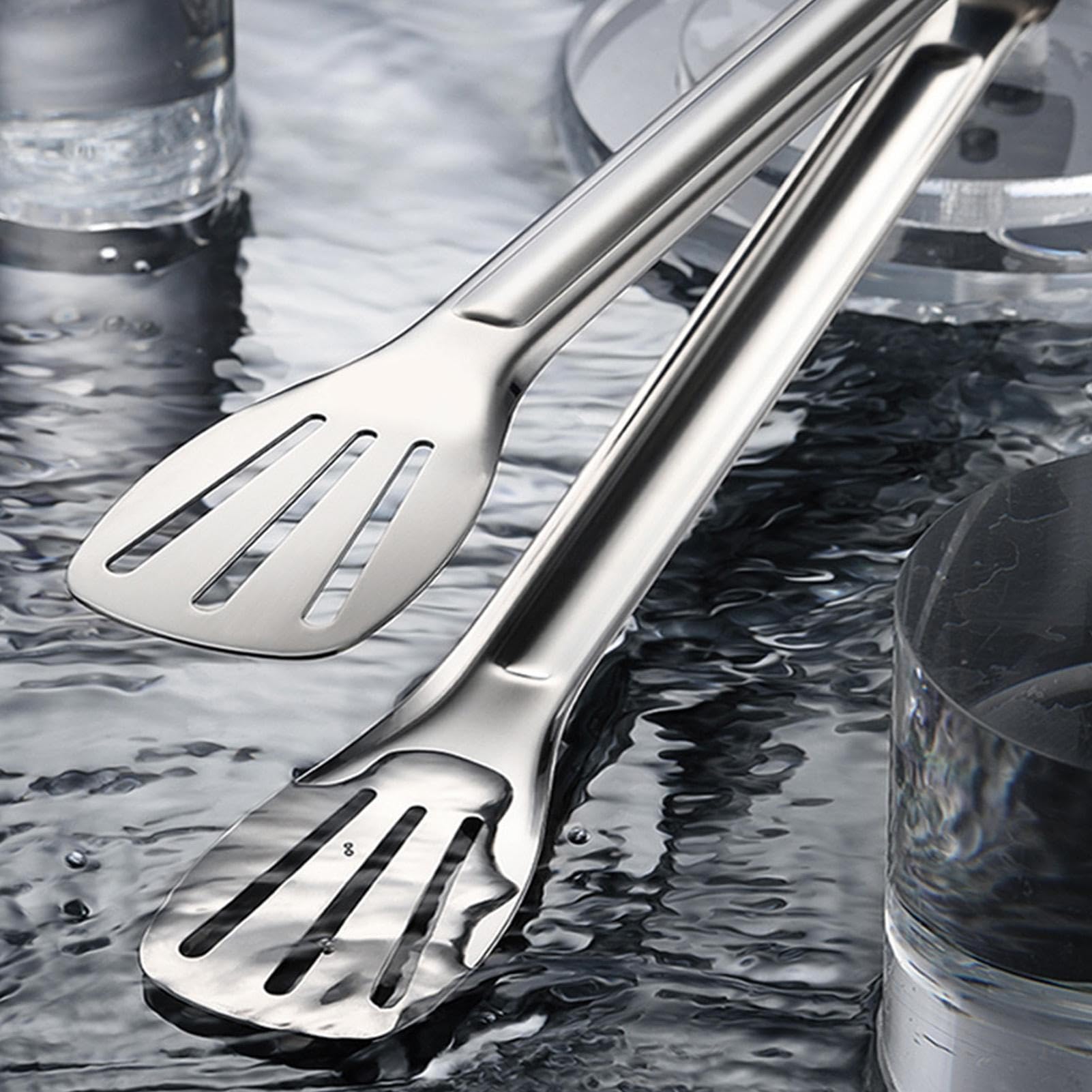 pologmase Pinzas de metal – Pinzas de cocina resistentes de acero inoxidable – Pinzas de cocina de acero inoxidable apto para uso alimentario para comedor, cocina interior y exterior