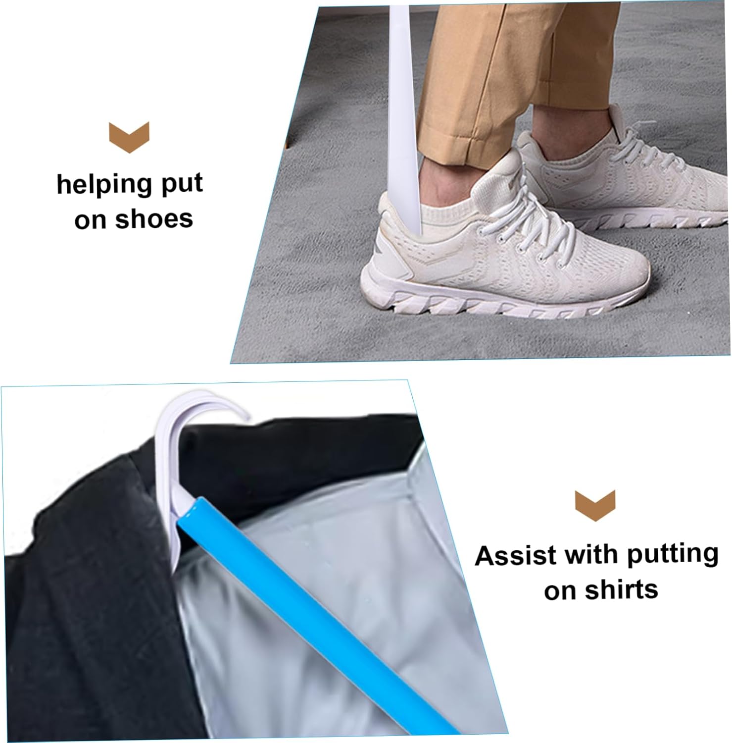 Dressing Stick and Shoe Lifter for Elderly and Disabled Long Handle Dressing Aid Tool Multi Functional Sock Remover and Shoe Helper for Independence