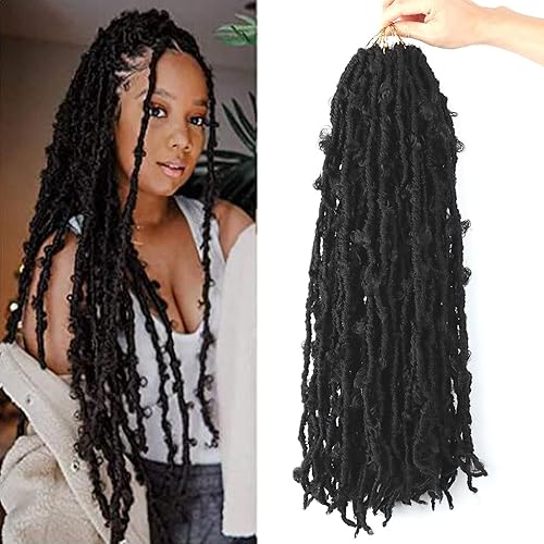 LMZIM 5 Packs 24 Inch Butterfly Locs Crochet Hair for Black Women Soft Distressed Locs Crochet hair Faux Locs Pre looped Pre-twisted Braids (24 inch 5 pack, 1b)