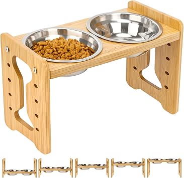 Elevated Dog Bowls 9 Level Adjustable,with 2 Stainless Steel Pet Bowls