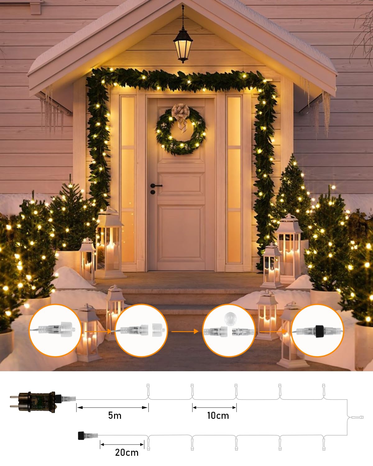 LED Lichterkette Außen Strombetrieben, 100M 1000 LED Lichterkette Weihnachten mit Fernbedienung Timer Merkfunktion, 8 Modi Wasserdicht für Innen Außen Garten Party Hochzeit Weihnachtsdeko, Warmweiß