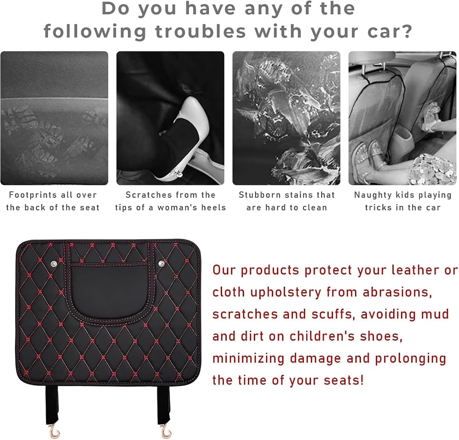 2 PCS Car Kick Mats for Mazda CX-30 2019-2025, PU Leather Seat Back Protector with Storage Pocket Backseats Kick Protector Back Seat Cover Anti-Scratch Interior Accessories