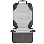 Sinvitron Car Seat Protector for Child Car Seat, Waterproof Car Seat Cover for Leather and Fabric Seats, 2 Mesh Pockets, Non-Slip Bottom, Thick Padding Cushion(1 Pack, Grey)
