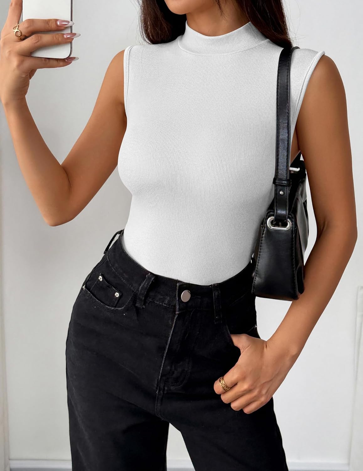 Zeagoo Womens Sleeveless Mock Turtleneck Tank Tops Slim Fit Stretch Ribbed Tops Casual Basic Layering Shirts 2026 - Image 4