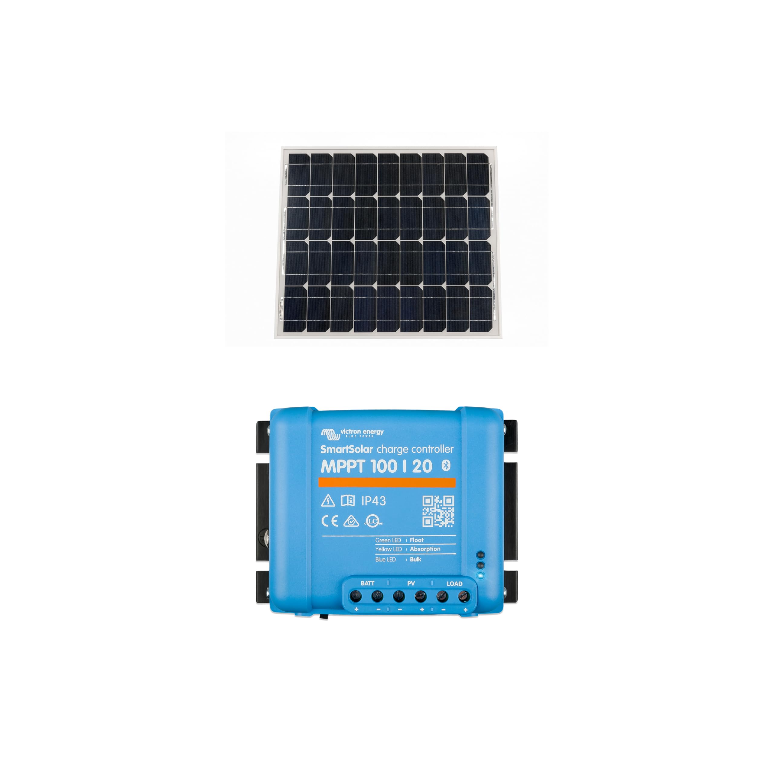Zestaw solarny 12 V, 1 panel słoneczny + ładowarka MPPT 100/20 do kampera i łodzi - kompatybilny z Victron