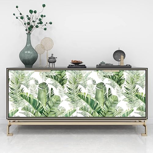 Miniatura 5 de Papel tapiz autoadhesivo de palmera tropical, hojas de selva tropical, papel de vinilo verde extraíble para decoración del hogar, 17.7 pulgadas x