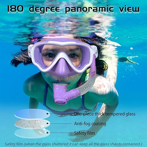 Miniatura 2 de Seago Gafas de natación para niños, máscara de buceo para jóvenes (5-15), antivaho 180 visión clara